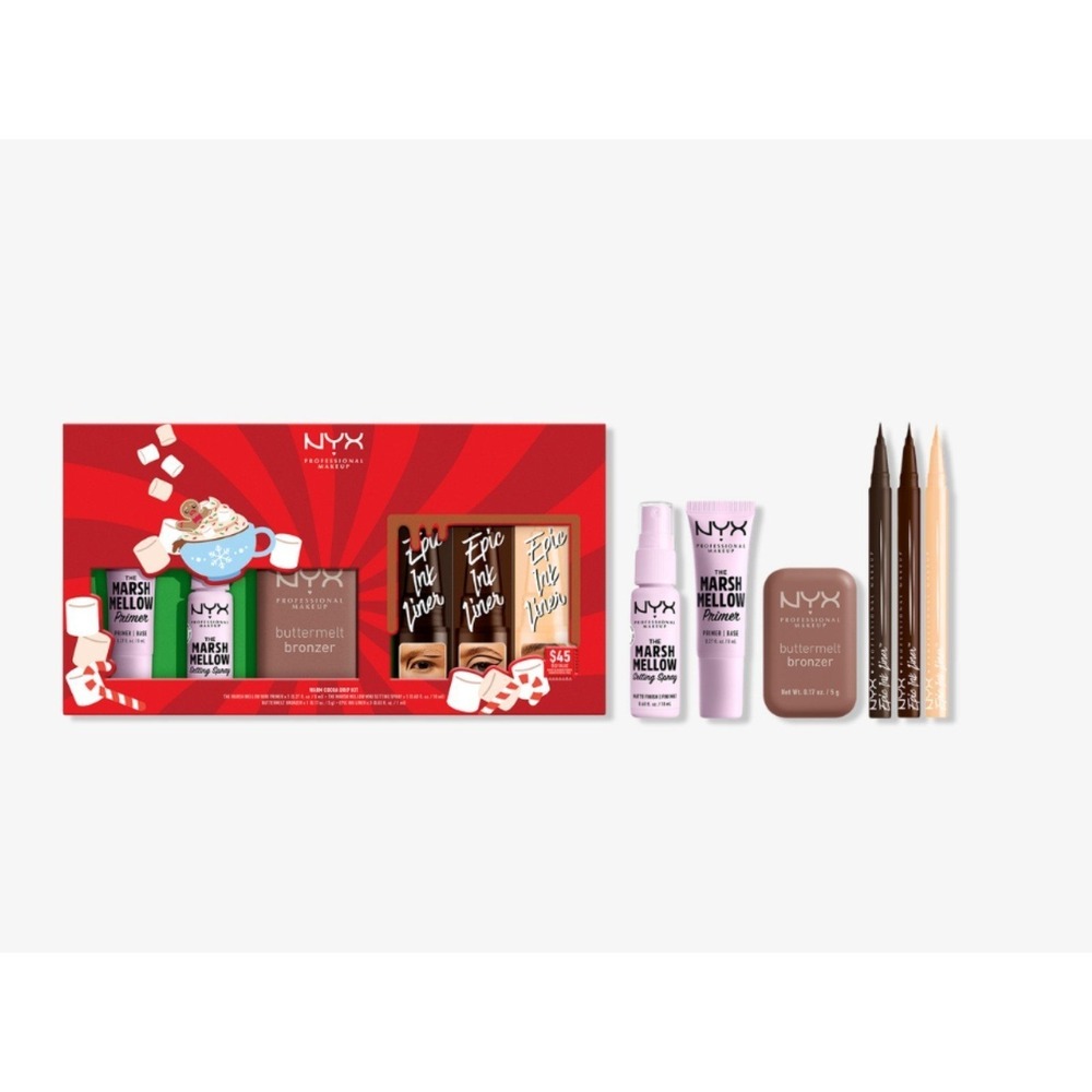 NYX Professional Makeup Warm Cocoa Drip Kit Marshmellow Primer Bronzer Eyeliner